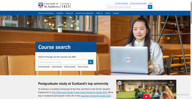 Security scan screenshot of https://www.st-andrews.ac.uk/