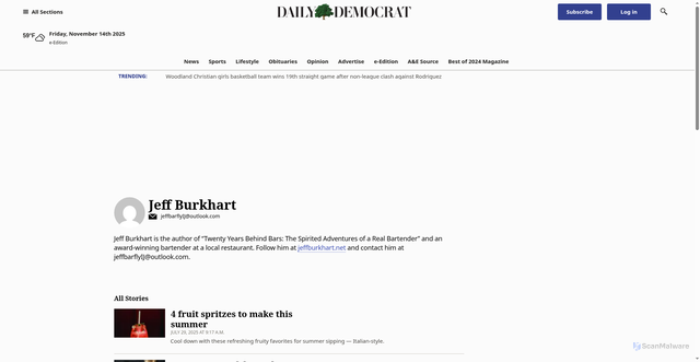 Security scan screenshot of https://www.dailydemocrat.com/author/jeff-burkhart/