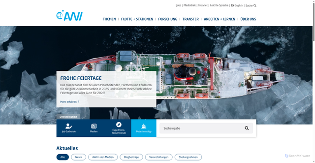 Security scan screenshot of https://www.awi.de/