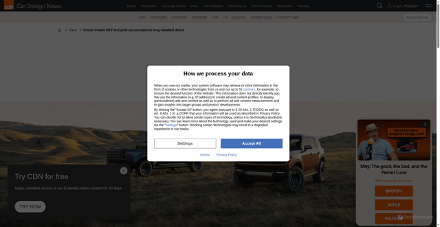 Security scan screenshot of https://www.cardesignnews.com/cars/scout-reveals-suv-and-pick-up-concepts-in-long-awaited-debut/465514