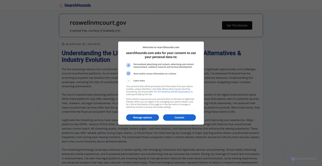 Security scan screenshot of https://roswellnmcourt.gov/