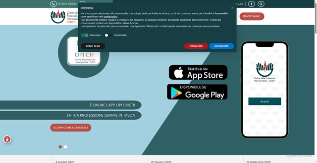 Security scan screenshot of https://www.opichieti.it/