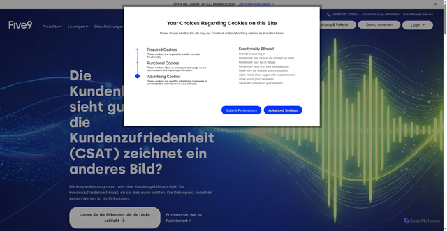 Security scan screenshot of https://webstatic.five9.com
