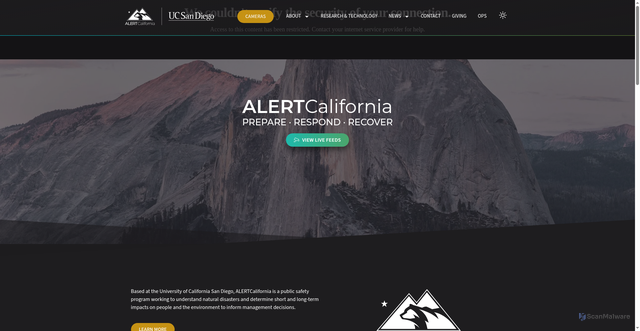 Security scan screenshot of https://alertcalifornia.org