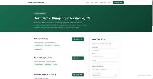 Security scan screenshot of https://directory-hq.pages.dev/septic/nashville-tn
