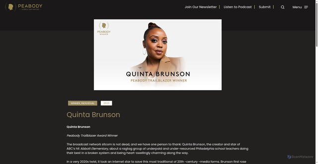 Security scan screenshot of https://peabodyawards.com/award-profile/quinta-brunson/