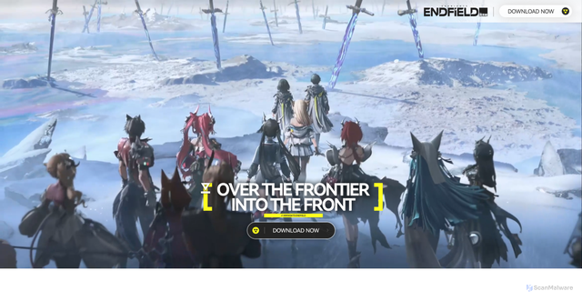 Security scan screenshot of http://endfield.gryphline.com/landing/ua/obt?hg_media=macan&hg_link_code=y6J9Nkzb&sid=202603012b4e1772356289206811a&gid=374_408067&hg_campaign_id=128