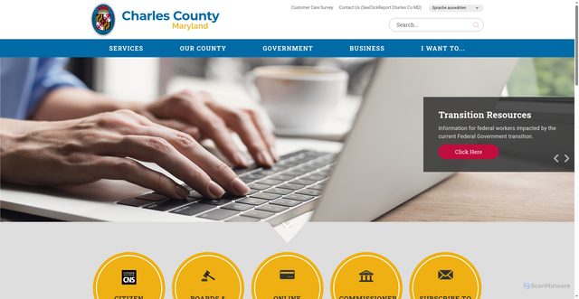 Security scan screenshot of https://www.charlescountymd.gov/