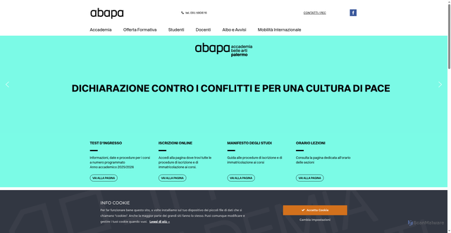 Security scan screenshot of https://www.accademiadipalermo.it/