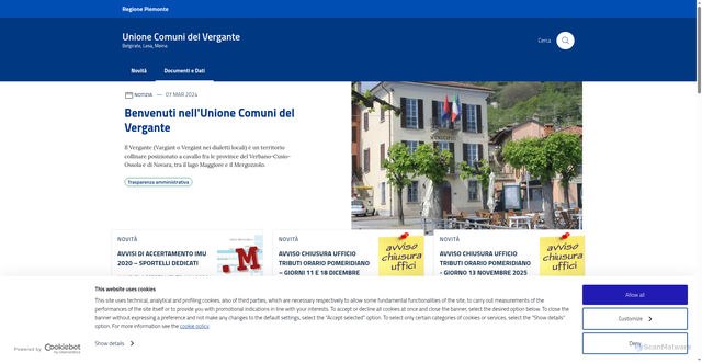 Security scan screenshot of https://www.unionecomunidelvergante.it/