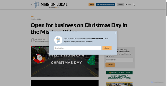 Security scan screenshot of https://missionlocal.org/2018/12/video-christmas-day-in-the-mission/