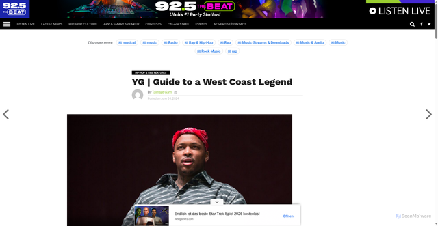 Security scan screenshot of https://u92slc.com/life/yg-guide-to-a-west-coast-legend/