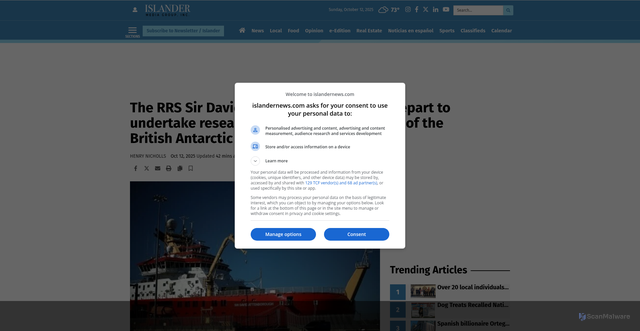 Security scan screenshot of https://www.islandernews.com/news/national/the-rrs-sir-david-attenborough-is-set-to-depart-to-undertake-research-in-the-antarctic/image_331f71e0-6276-5a31-b309-911f433c84e4.html