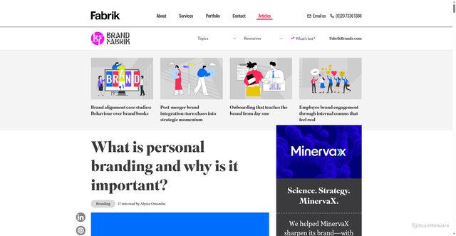 Security scan screenshot of https://fabrikbrands.com/branding-matters/branding/what-is-personal-branding/