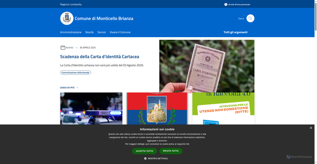 Security scan screenshot of https://www.comune.monticellobrianza.lc.it