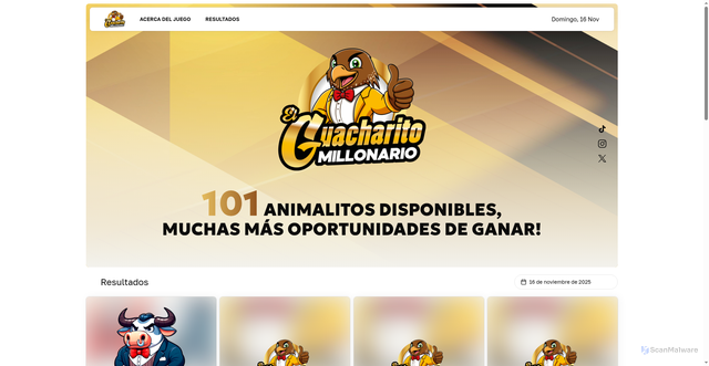 Security scan screenshot of https://guacharito-millonario-website.pages.dev/