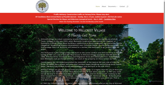 Security scan screenshot of https://www.hillcrestvillagetx.gov/