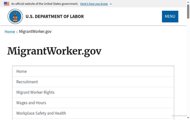Security scan screenshot of https://migrantworker.gov/