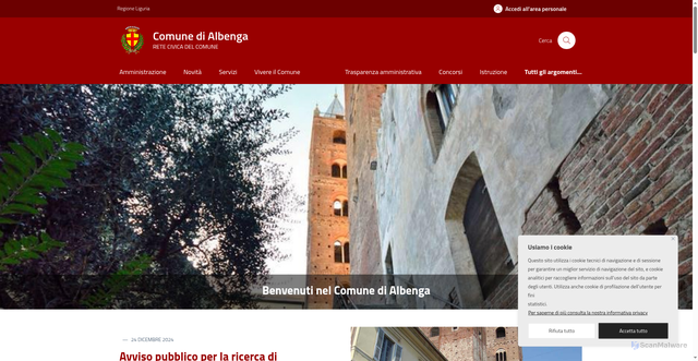 Security scan screenshot of https://www.comune.albenga.sv.it/