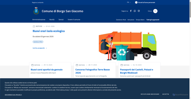 Security scan screenshot of https://www.comune.borgosangiacomo.bs.it/