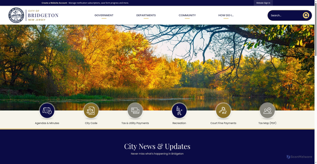 Security scan screenshot of https://cityofbridgetonnj.gov/