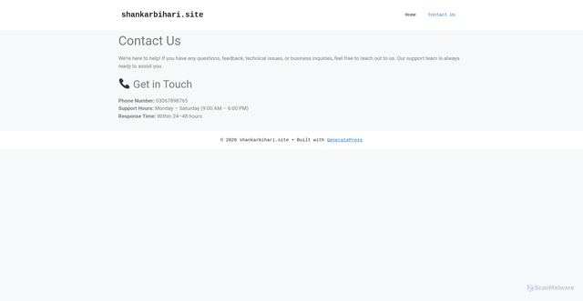 Security scan screenshot of https://shankarbihari.site/privacy-policy/