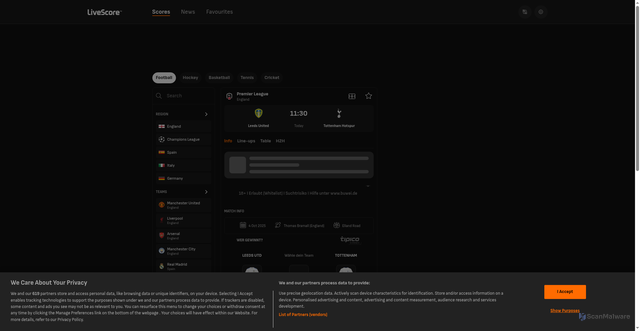 Security scan screenshot of https://www.livescore.com.tr/en/football/england/premier-league/leeds-united-vs-tottenham-hotspur/1528868/