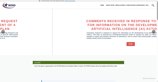Security scan screenshot of https://www.nitrd.gov/