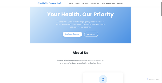 Security scan screenshot of https://alshifaclinic-a5drizh1ow.edgeone.app/