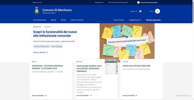 Security scan screenshot of https://www.comune.monfumo.tv.it/