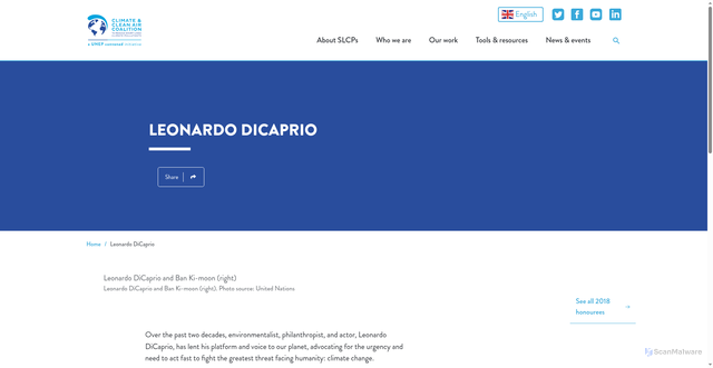 Security scan screenshot of https://www.ccacoalition.org/content/leonardo-dicaprio