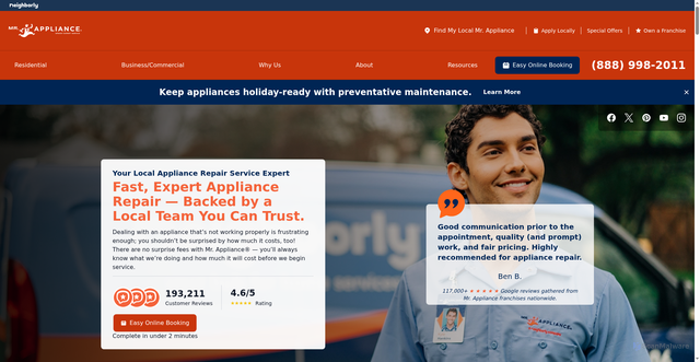Security scan screenshot of https://mrappliance.com