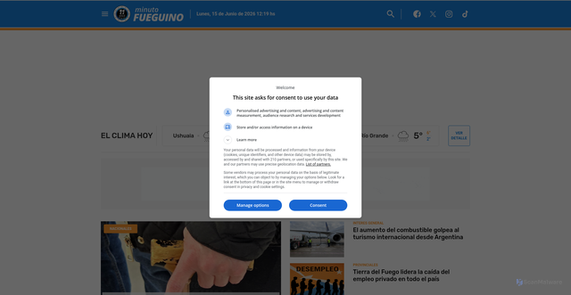 Security scan screenshot of https://minutofueguino.com.ar