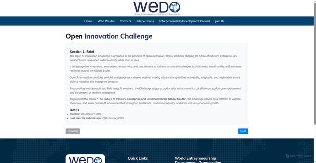 Security scan screenshot of http://wedoonline.org/open-innovation-challenge