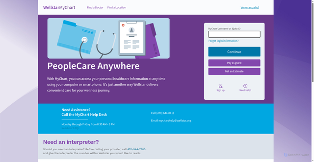 Security scan screenshot of https://mychart.wellstar.org