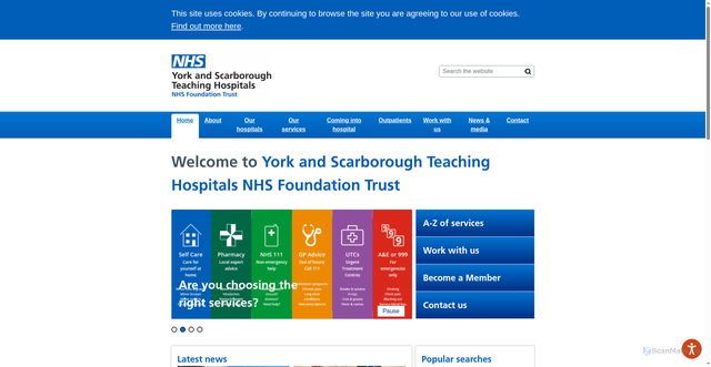 Security scan screenshot of https://www.yorkhospitals.nhs.uk/
