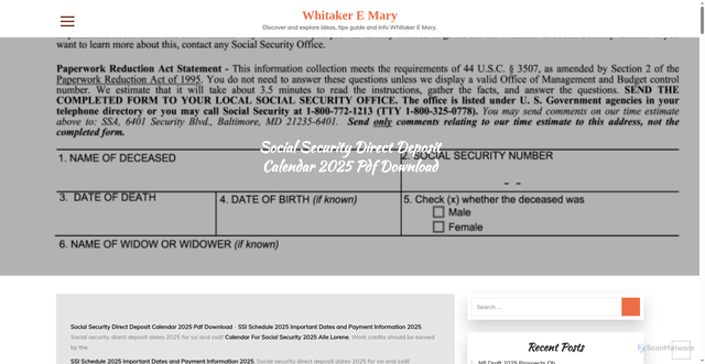 Security scan screenshot of https://whitakeremary.pages.dev/qoznt-social-security-direct-deposit-calendar-2025-pdf-download-fruos/