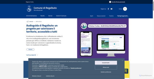 Security scan screenshot of https://www.comune.regalbuto.en.it/
