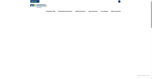 Security scan screenshot of https://mn.gov/commerce/industries/insurance/