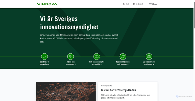 Security scan screenshot of https://www.vinnova.se/