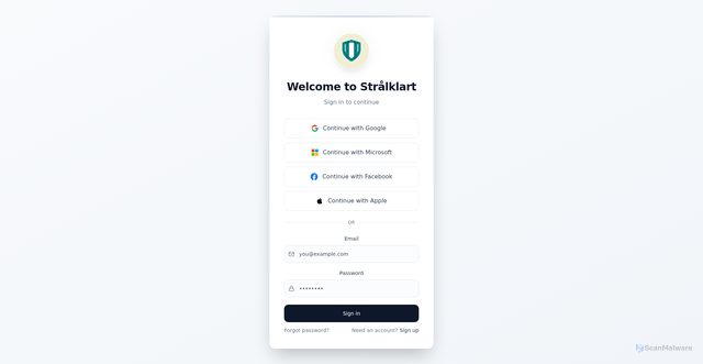 Security scan screenshot of https://stralklart.se
