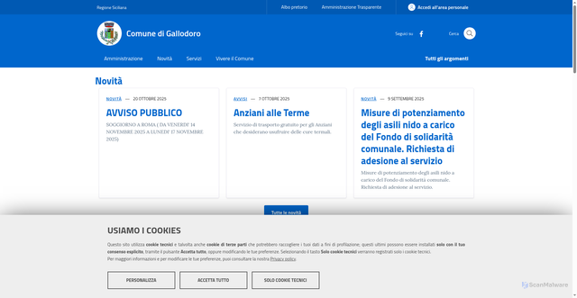 Security scan screenshot of https://comune.gallodoro.me.it/
