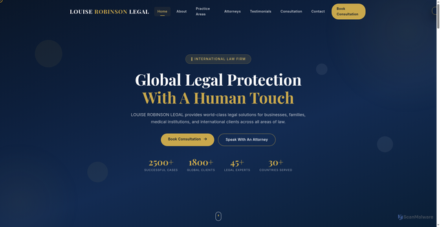 Security scan screenshot of http://louiserobinson-legal.online/