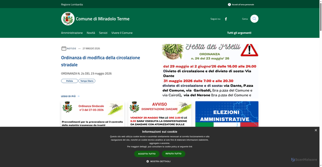 Security scan screenshot of https://www.comune.miradoloterme.pv.it