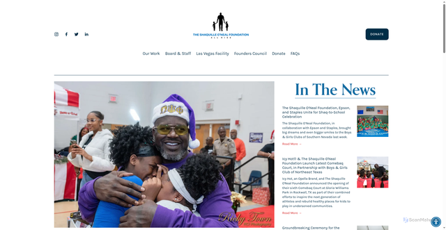 Security scan screenshot of https://www.shaqfoundation.org/