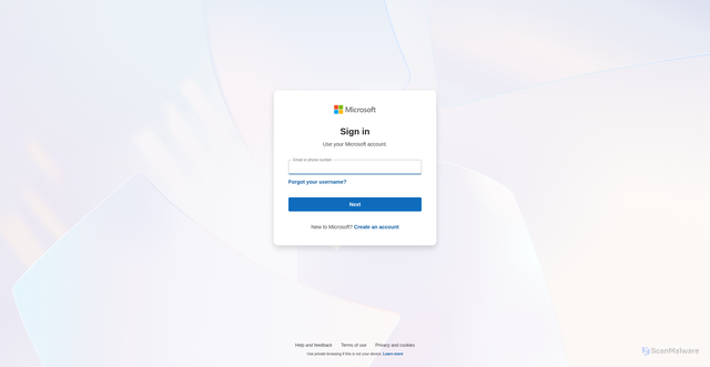 Security scan screenshot of https://phishing-test6.scanmalware.com