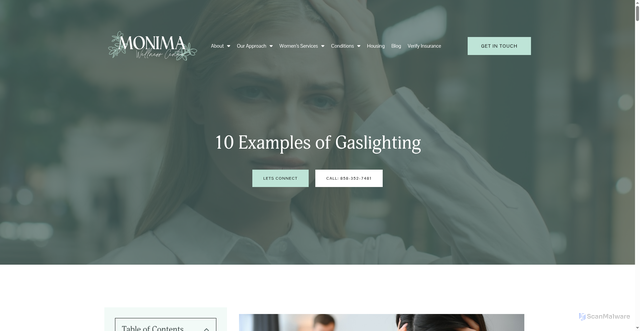 Security scan screenshot of https://www.monimawellness.com/10-examples-of-gaslighting/