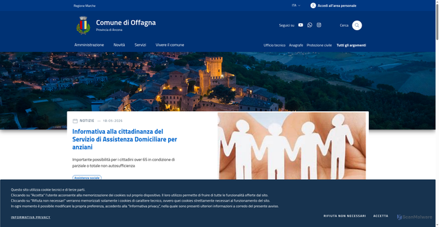 Security scan screenshot of https://www.comune.offagna.an.it
