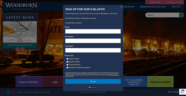 Security scan screenshot of https://woodburn-or.gov/