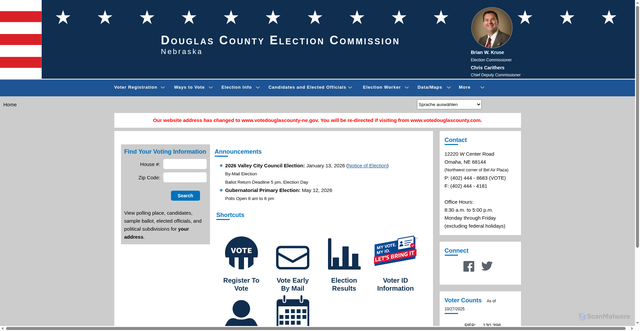 Security scan screenshot of https://votedouglascounty-ne.gov/